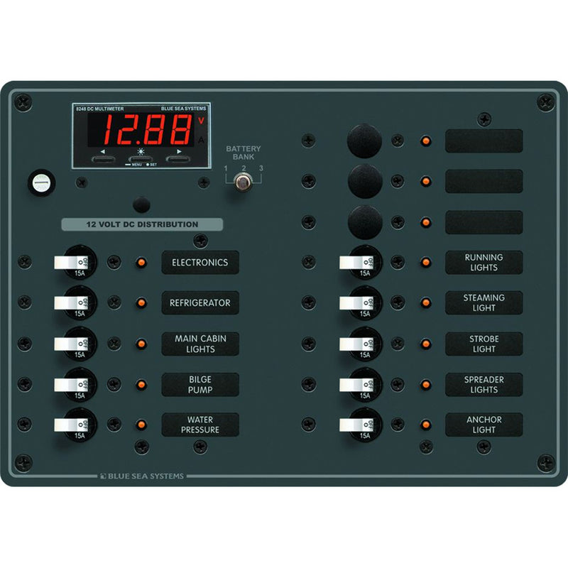 Blue Sea 8403 DC Panel 13 Position w- Multimeter