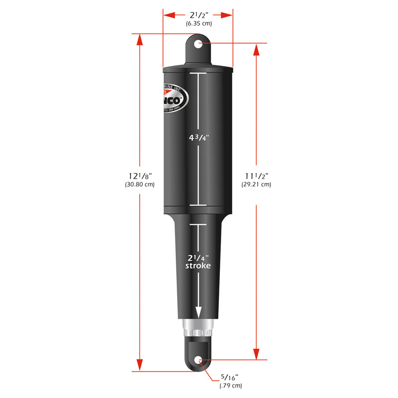 Lenco 101 Standard Actuator - 12V - 2-1-4" Stroke