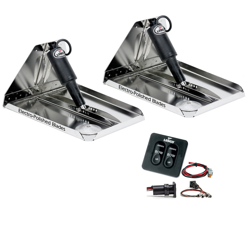 Lenco 12" x 12" Heavy Duty Performance Trim Tab Kit w-Standard Tactile Switch Kit 12V