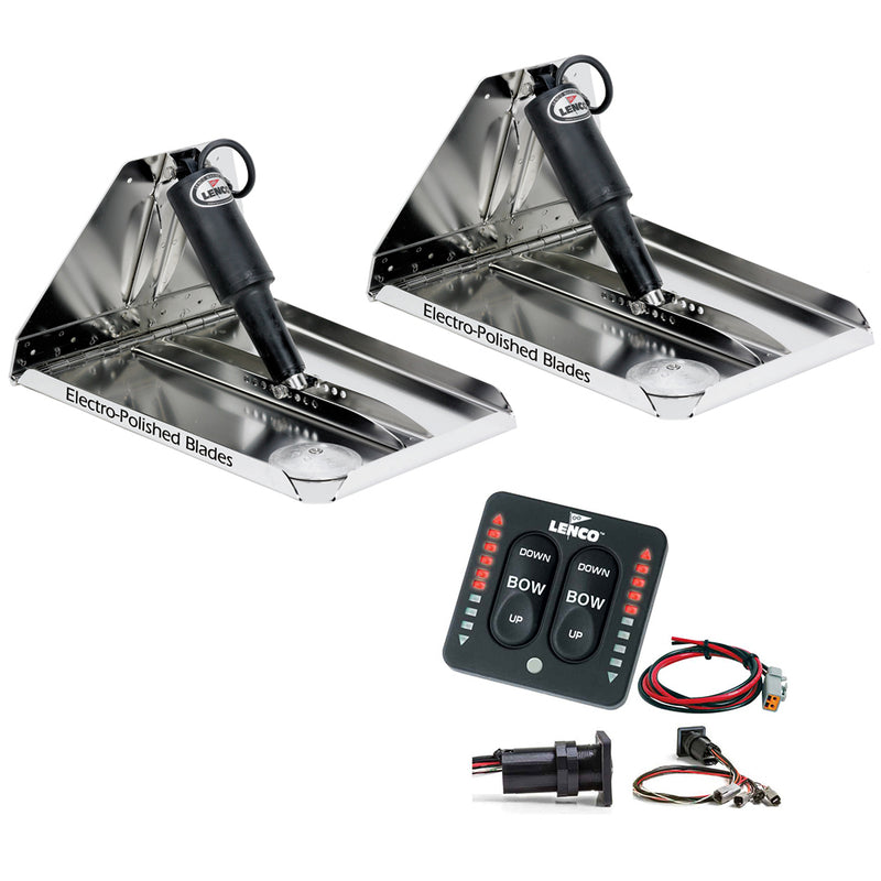 Lenco 12" x 12" Heavy Duty Performance Trim Tab Kit w-LED Indicator Switch Kit 12V