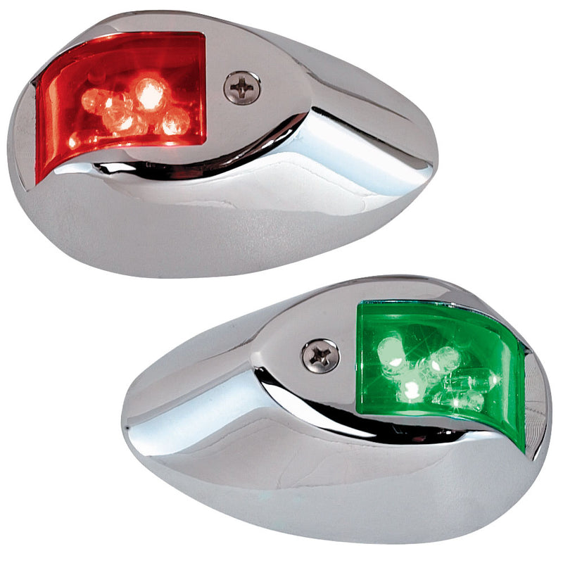 Perko LED Sidelights - Red-Green - 12V - Chrome Plated Housing