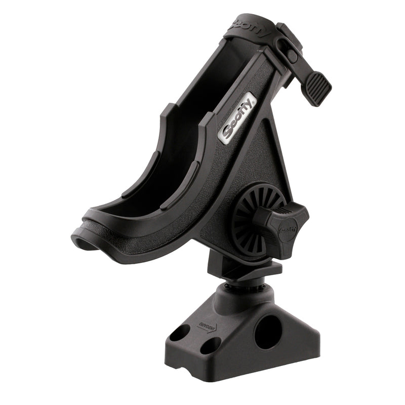 Scotty 280 Bait Caster-Spinning Rod Holder w-241 Deck-Side Mount - Black