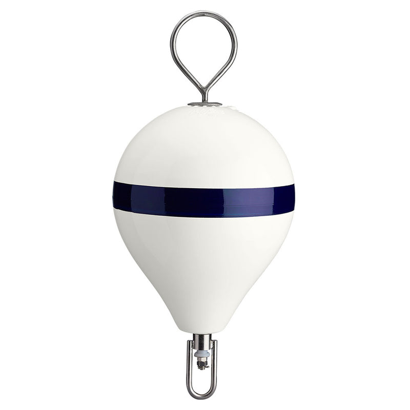 Polyform 13.5" CM Mooring Buoy w-SS Iron - White Blue Stripe