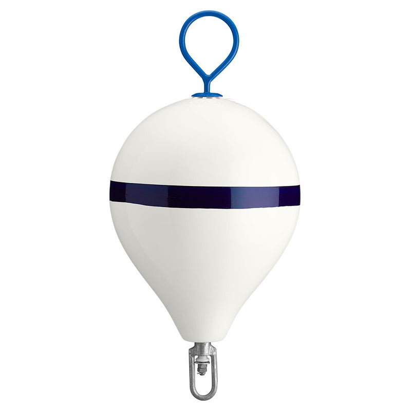 Polyform 17" CM Mooring Buoy w-Steel Iron - White Blue Stripe