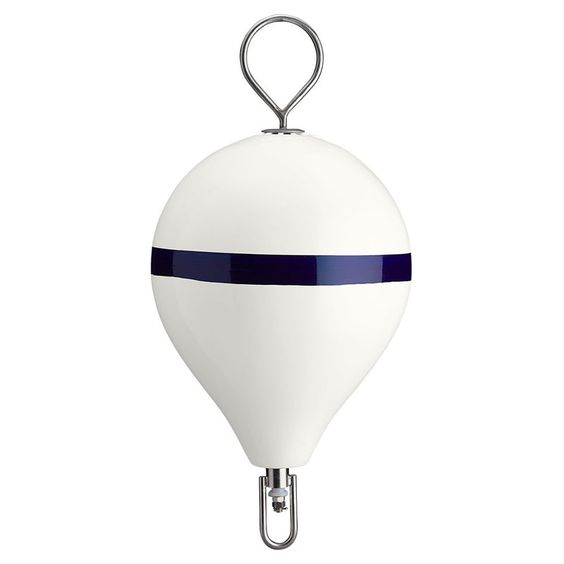 Polyform 17" CM Mooring Buoy w-SS Iron - White Blue Stripe