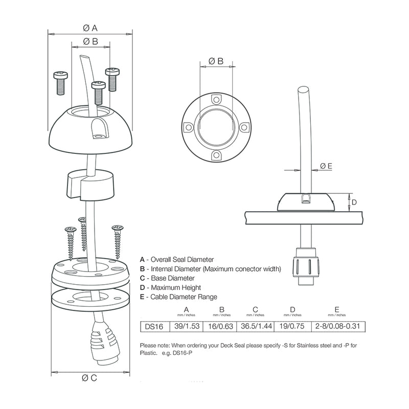 Scanstrut DS16-P Vertical Cable Seal