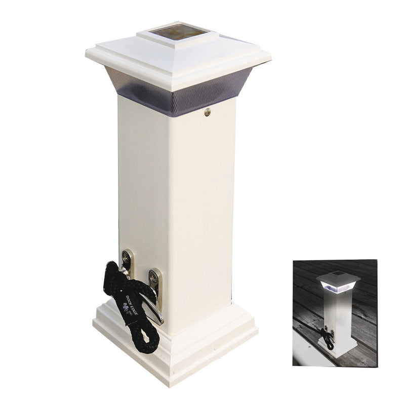 Dock Edge Cleatlite Solar Dock Light w-SS Mooring Cleat 12"