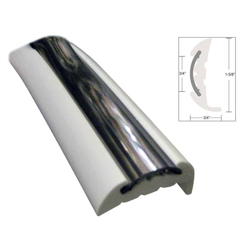 TACO Semi-Rigid Rub Rail Kit - White w-Flex Chrome Insert - 70'