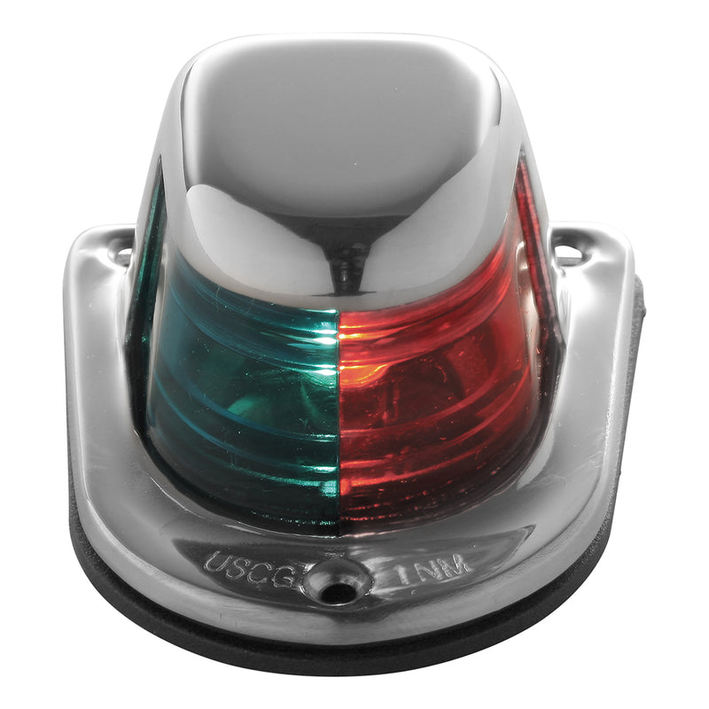 Attwood 1-Mile Deck Mount, Bi-Color Red-Green Combo Sidelight - 12V - Stainless Steel Housing