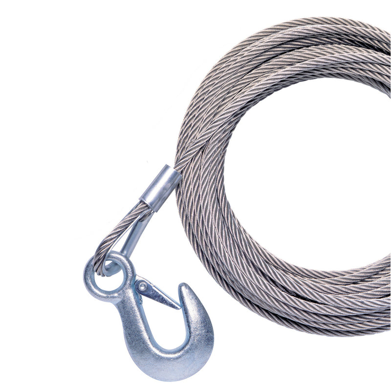 Powerwinch 20' x 7-32" Replacement Galvanized Cable w-Hook f-215, 315 & T1650