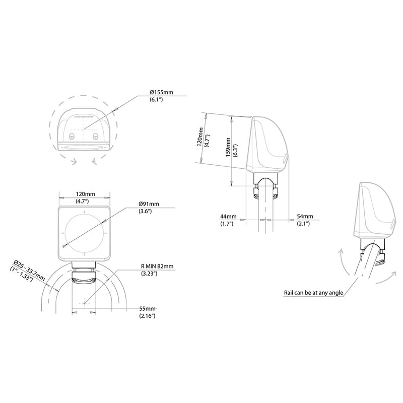 Scanstrut Scanpod Single Instrument Pod Rail Mount - Cut f-Standard Instrument - Fits 1" - 1.33" Rails