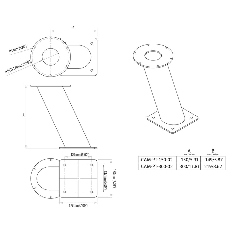 Scanstrut CAM-PT-300-01 Aluminum PowerTower® f-Cameras-Searchlight - 12"