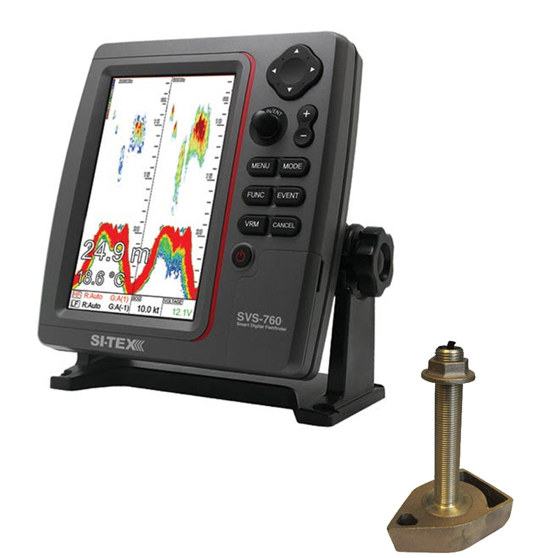 SI-TEX SVS-760 Dual Frequency Sounder 600W Kit w-Bronze Thru-Hull Temp Transducer - 1700-50-200T-CX