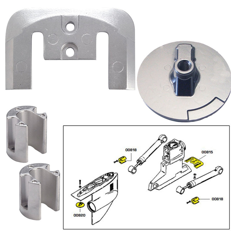 Tecnoseal Anode Kit w-Hardware - Mercury Bravo 2-3 - Zinc