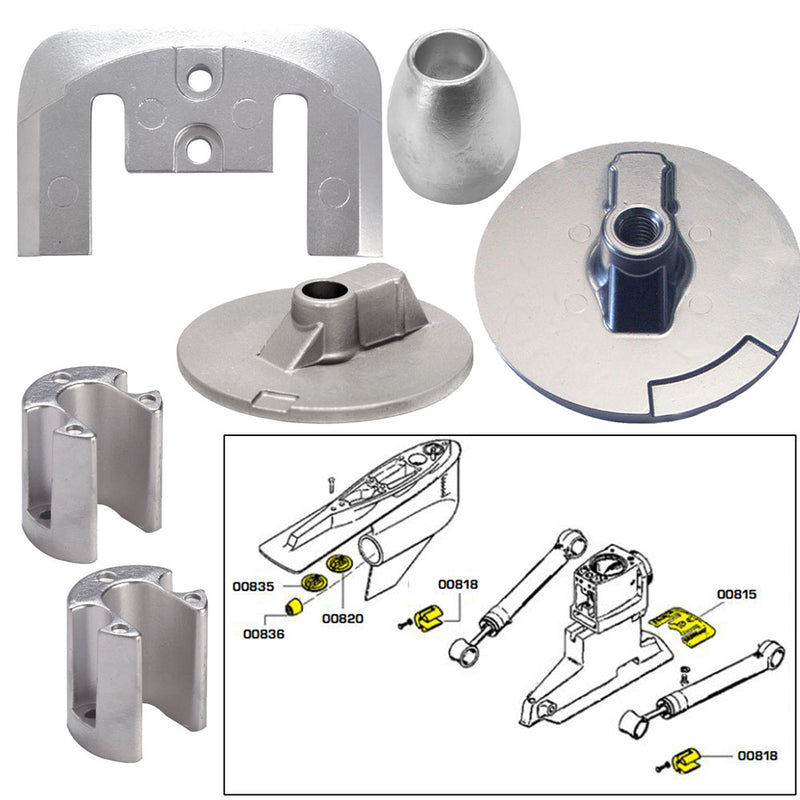 Tecnoseal Anode Kit w-Hardware - Mercury Bravo 3 2004-Present - Zinc