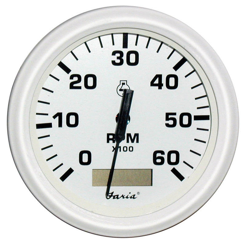 Faria Dress White 4" Tachometer w-Hourmeter - 6000 RPM (Gas) (Inboard)