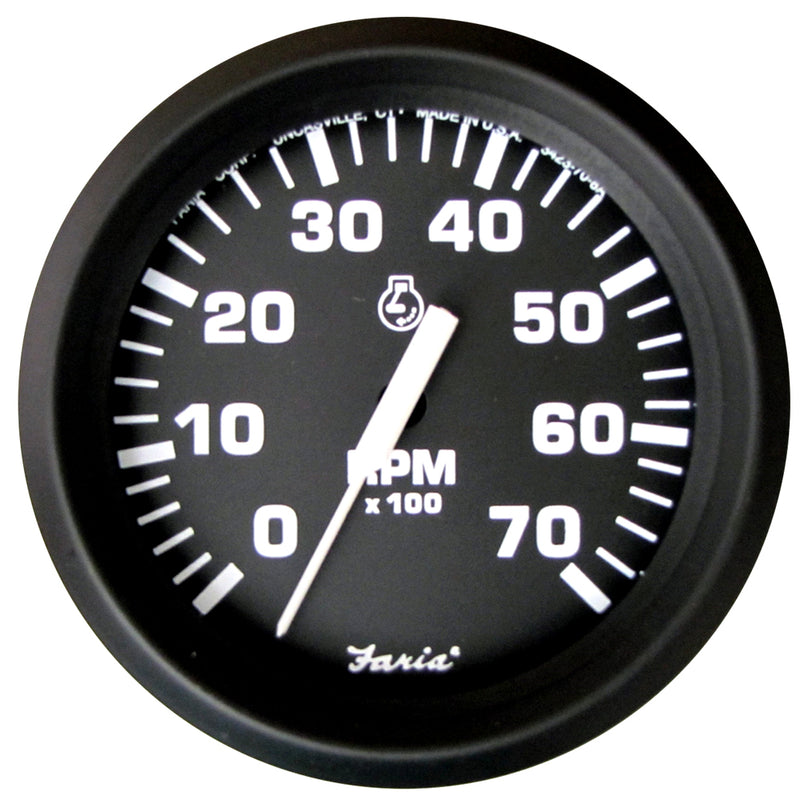 Faria Euro Black 4" Tachometer - 7,000 RPM (Gas - All Outboard)