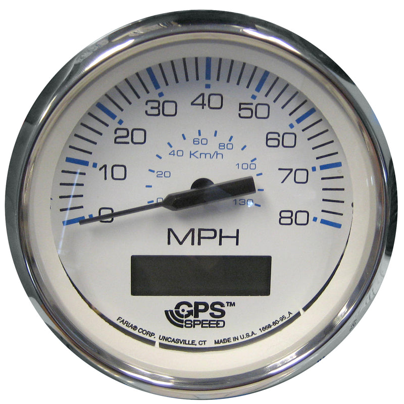 Faria Chesapeake White SS 4" Speedometer w-LCD Heading Display - 80MPH (GPS)