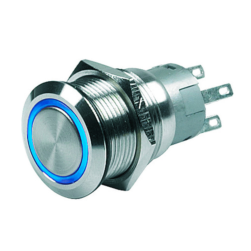 Marinco Push Button Switch - 24V Momentary (On)-Off - Blue LED