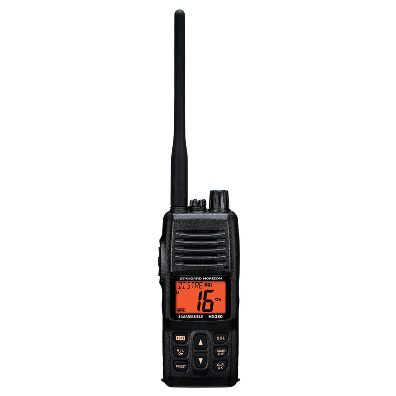 Standard Horizon HX380 5W Commercial Grade Submersible IPX-7 Handheld VHF Radio w-LMR Channels