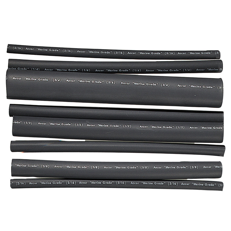 Ancor Adhesive Lined Heat Shrink Tubing - Assorted 8-Pack, 6", 20-2-0 AWG, Black