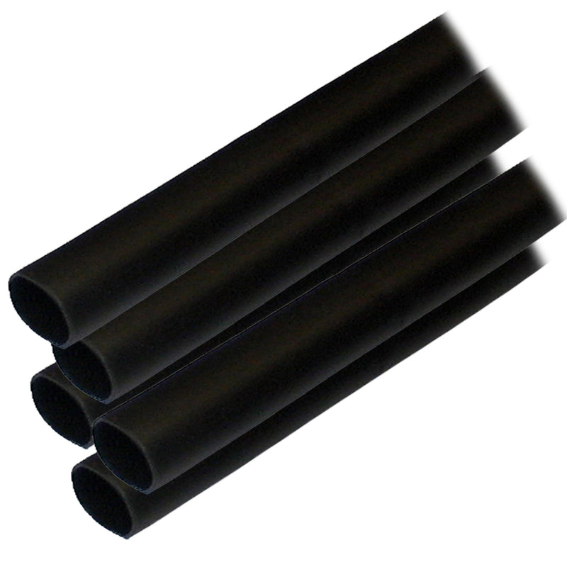 Ancor Adhesive Lined Heat Shrink Tubing (ALT) - 1-2" x 6" - 5-Pack - Black