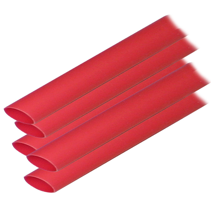 Ancor Adhesive Lined Heat Shrink Tubing (ALT) - 1-2" x 12" - 5-Pack - Red