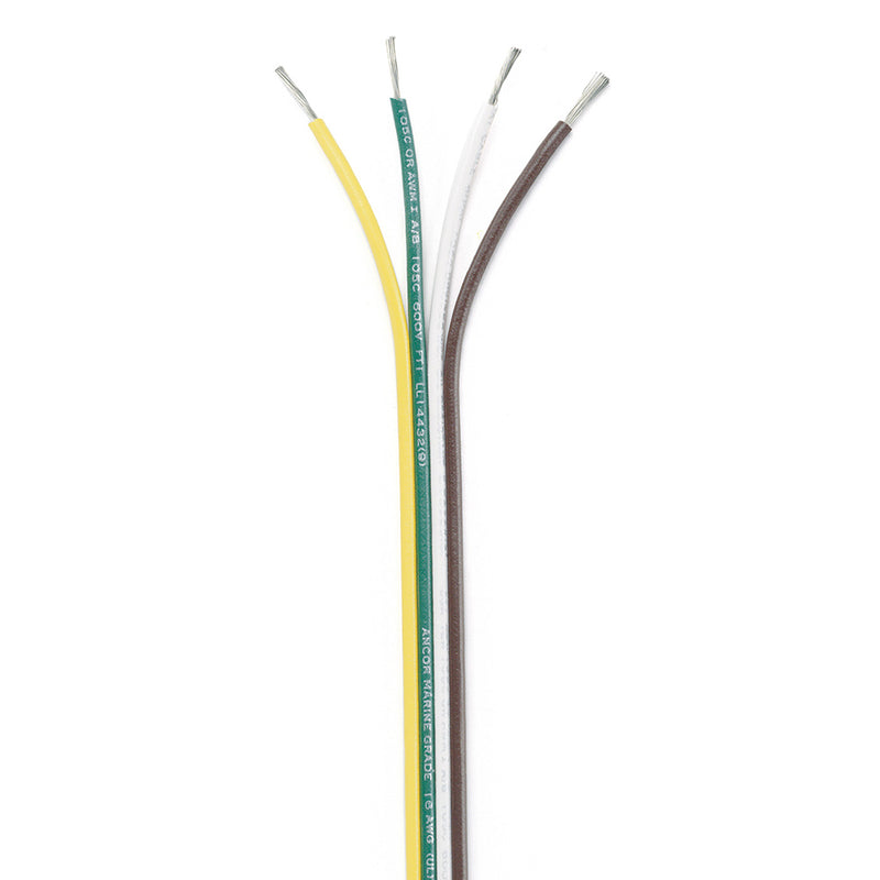 Ancor Ribbon Bonded Cable - 16-4 AWG - Brown-Green-White-Yellow - Flat - 100'