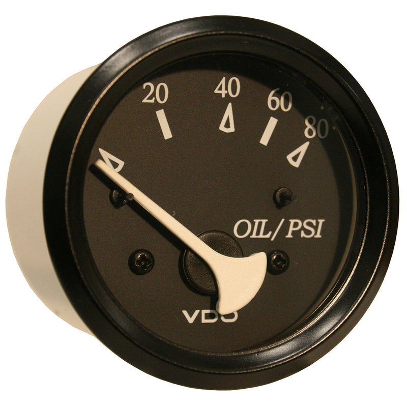 VDO Cockpit Marine Oil Pressure Gauge - 80 PSI - Black Dial-Bezel