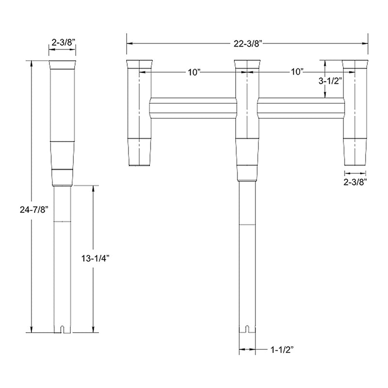 TACO Deluxe Trident Rod Holder Cluster Straight w-Tool Caddy