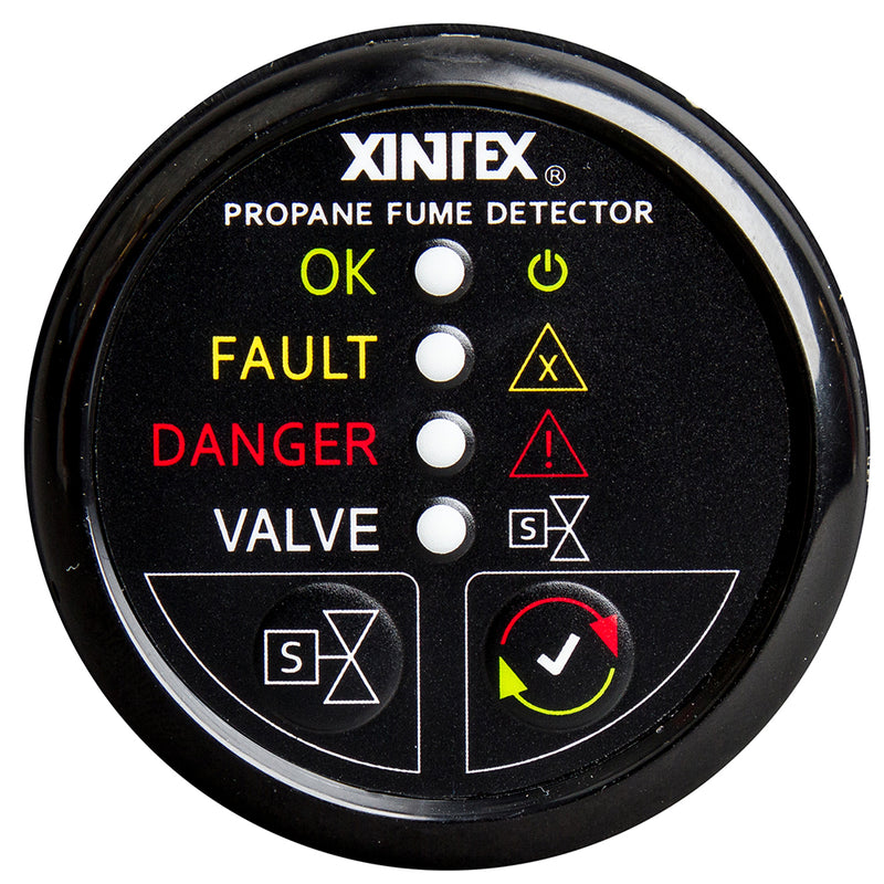 Fireboy-Xintex Propane Fume Detector w-Plastic Sensor & Solenoid Valve - Black Bezel Display