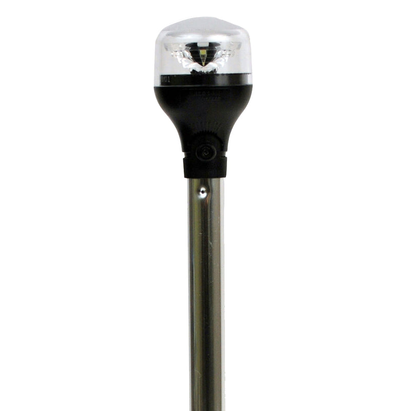 Attwood LightArmor All-Around Light - 12" Aluminum Pole - Black Vertical Composite Base w-Adapter