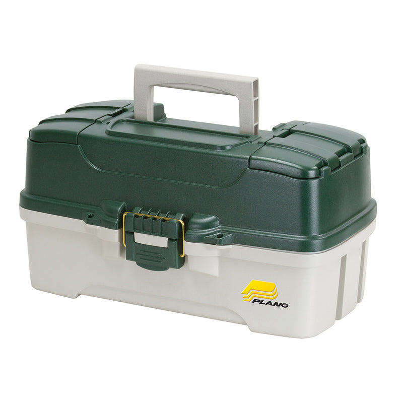 Plano 3-Tray Tackle Box w-Duel Top Access - Dark Green Metallic-Off White