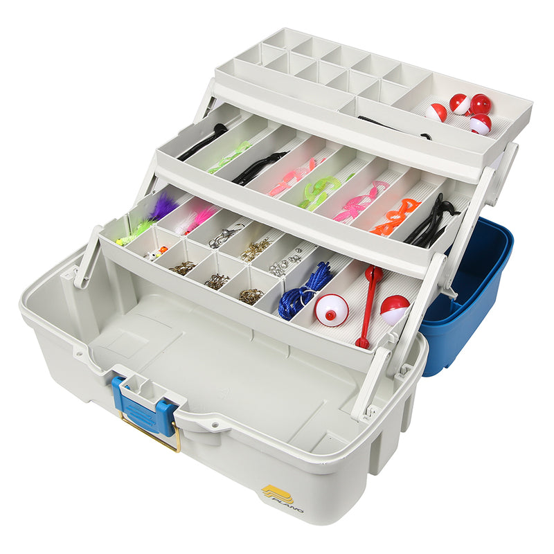 Plano Ready Set Fish Three-Tray Tackle Box - Aqua Blue-Tan