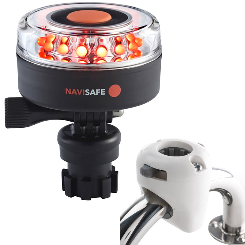 Navisafe Navilight All RED 360° 2NM w-Navimount Base & Rail Mount - White