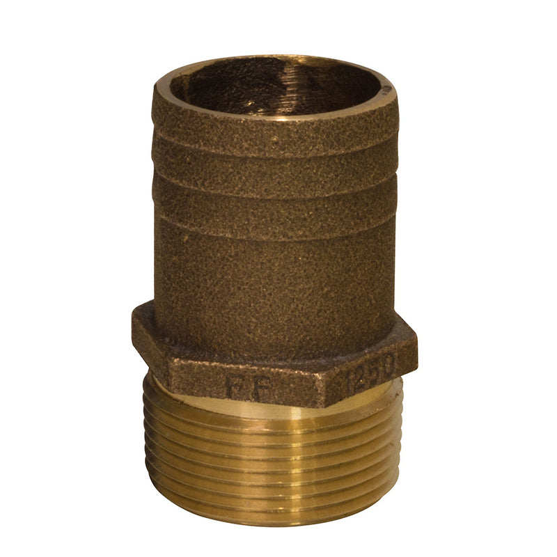 GROCO 1-2" NPT x 3-4" Bronze Full Flow Pipe to Hose Straight Fitting