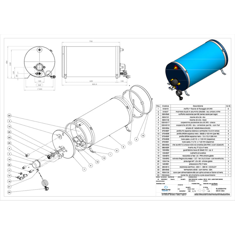 Albin Pump Marine Premium Water Heater 16G - 120V