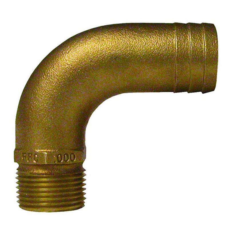 GROCO 1-2" NPT x 3-4" ID Bronze Full Flow 90° Elbow Pipe to Hose Fitting