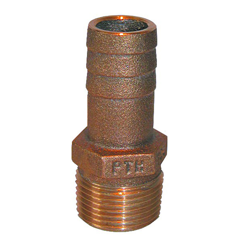 GROCO 1-2" NPT x 1-2" or 5-8" ID Bronze Pipe to Hose Straight Fitting