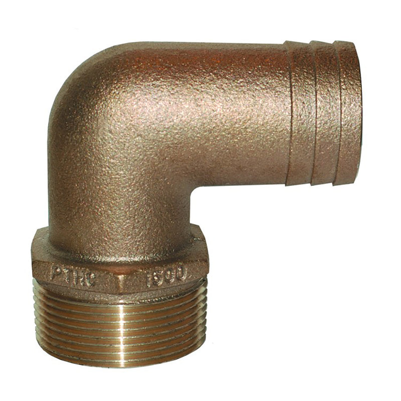 GROCO 3-4" NPT x 3-4" ID Bronze 90 Degree Pipe to Hose Fitting Standard Flow Elbow