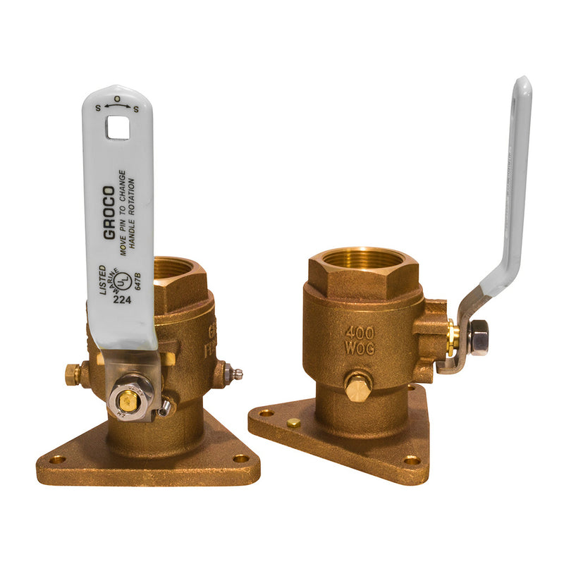 GROCO 3-4" Bronze Tri-Flanged Ball Valve-Seacock