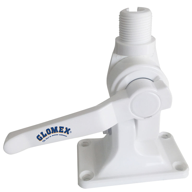 Glomex 4-Way Nylon Heavy-Duty Ratchet Mount w-Cable Slot & Built-In Coax Cable Feed-Thru 1"-14 Thread