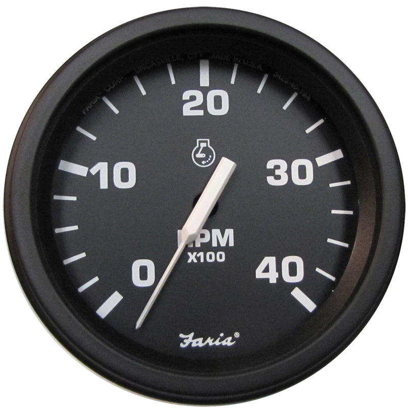 Faria 4" Heavy-Duty Tachometer (4000 RPM) (Diesel) Mag Pick-Up - Black w-Black Bezel