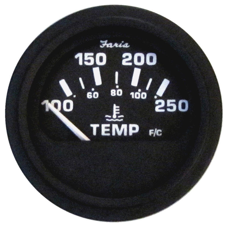 Faria 2" Heavy-Duty Water Temperature Gauge (100-250F) - Black