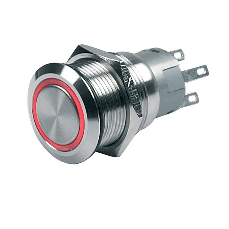 BEP Push-Button Switch 12V Momentary On-Off - Red LED