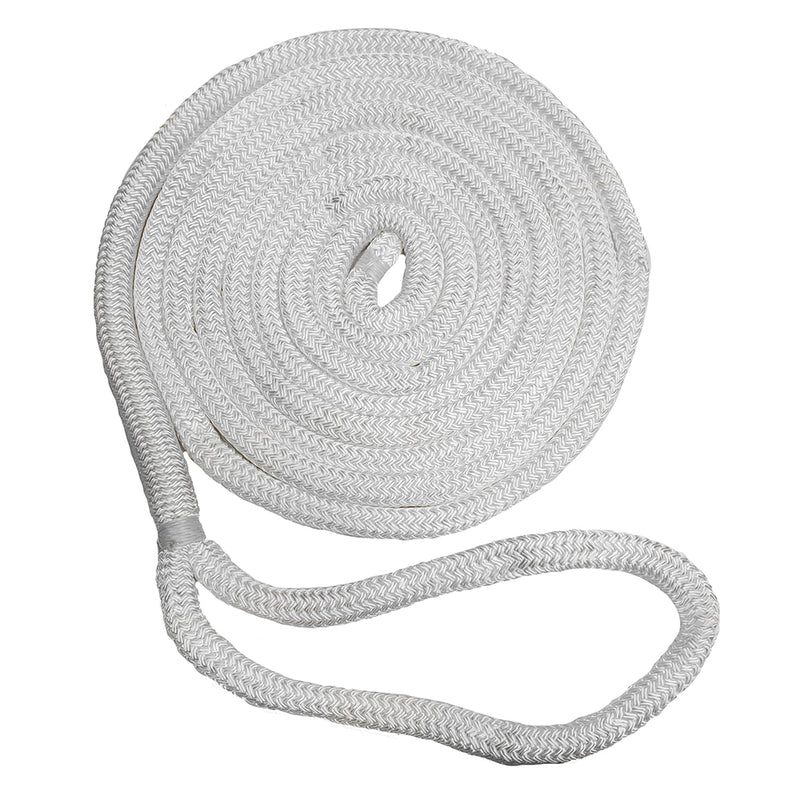 New England Ropes 1-2" x 25' Nylon Double Braid Dock Line - White