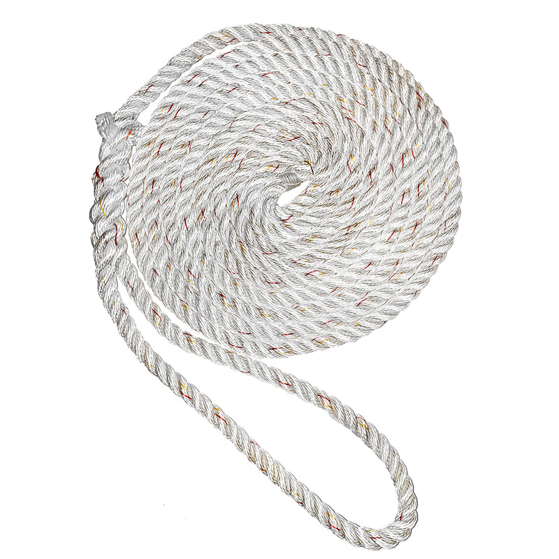 New England Ropes 3-8" X 15' Premium Nylon 3 Strand Dock Line - White w-Tracer