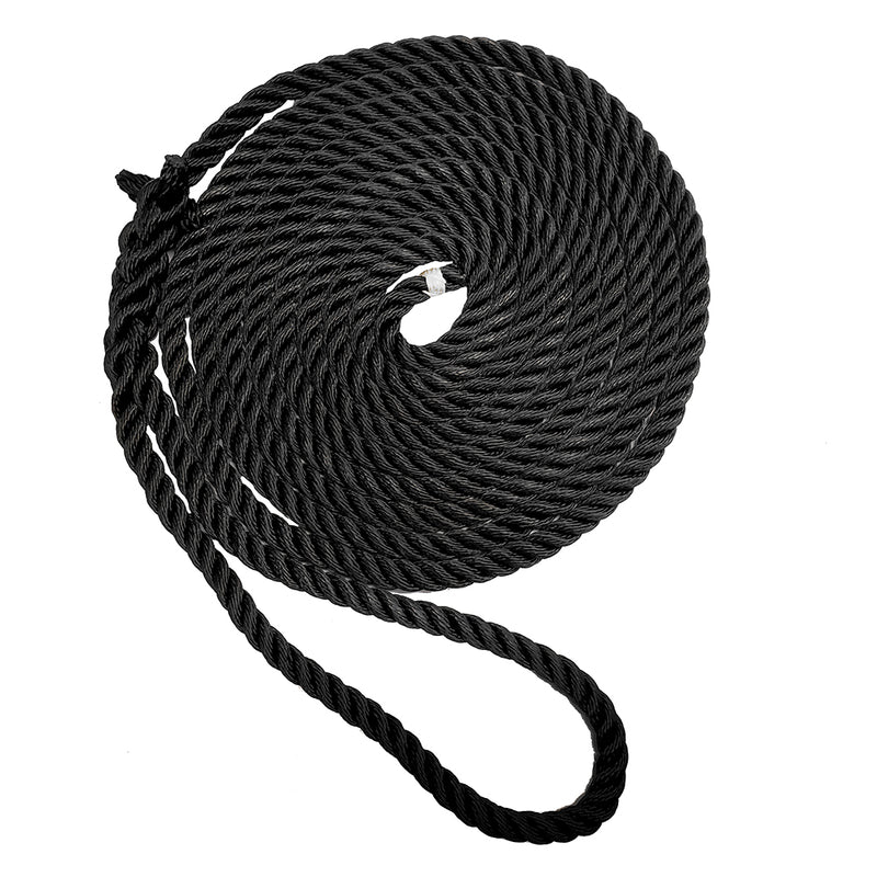 New England Ropes 3-8" X 25' Premium Nylon 3 Strand Dock Line - Black