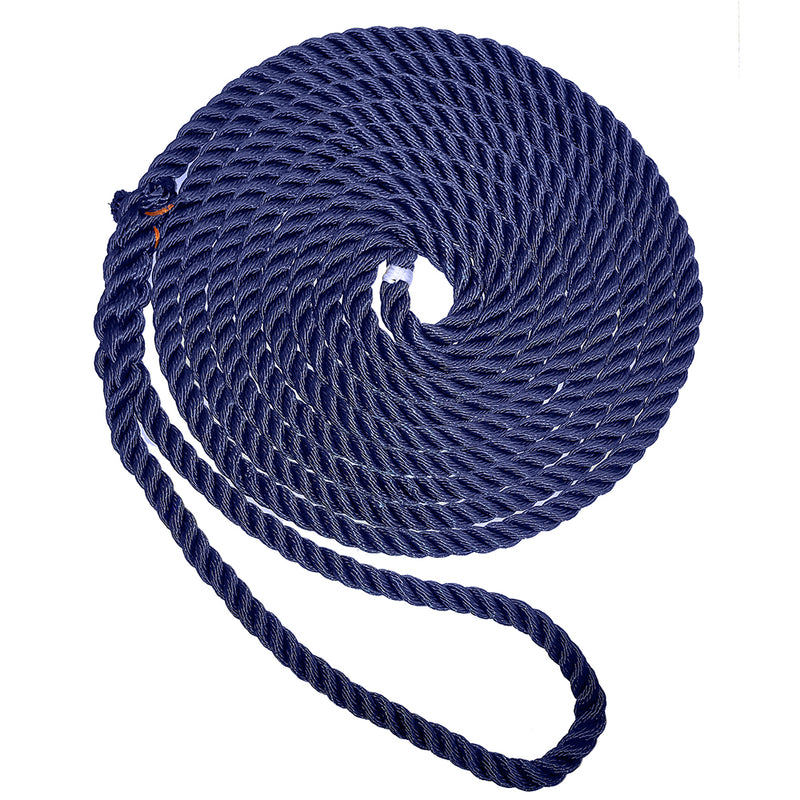 New England Ropes 3-8" X 25' Premium Nylon 3 Strand Dock Line - Navy Blue