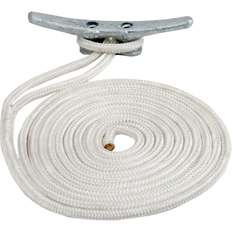 Sea-Dog Double Braided Nylon Dock Line - 3-8" x 25' - White